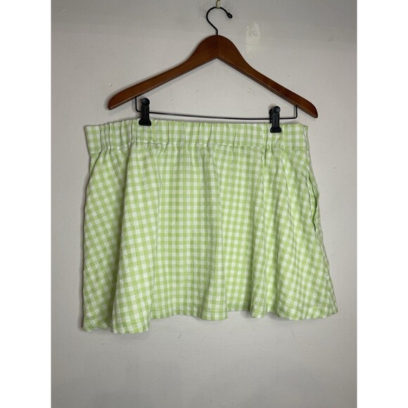 Shiny By Nature Women's 3XL Neon Green Plaid Mini Skirt - Picture 3 of 6